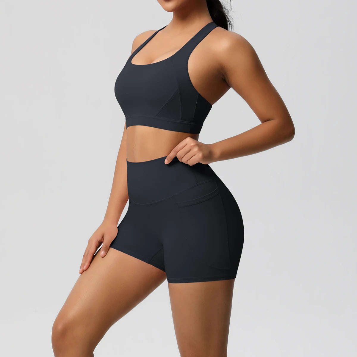 Crossover Bra & High‑Rise Shorts