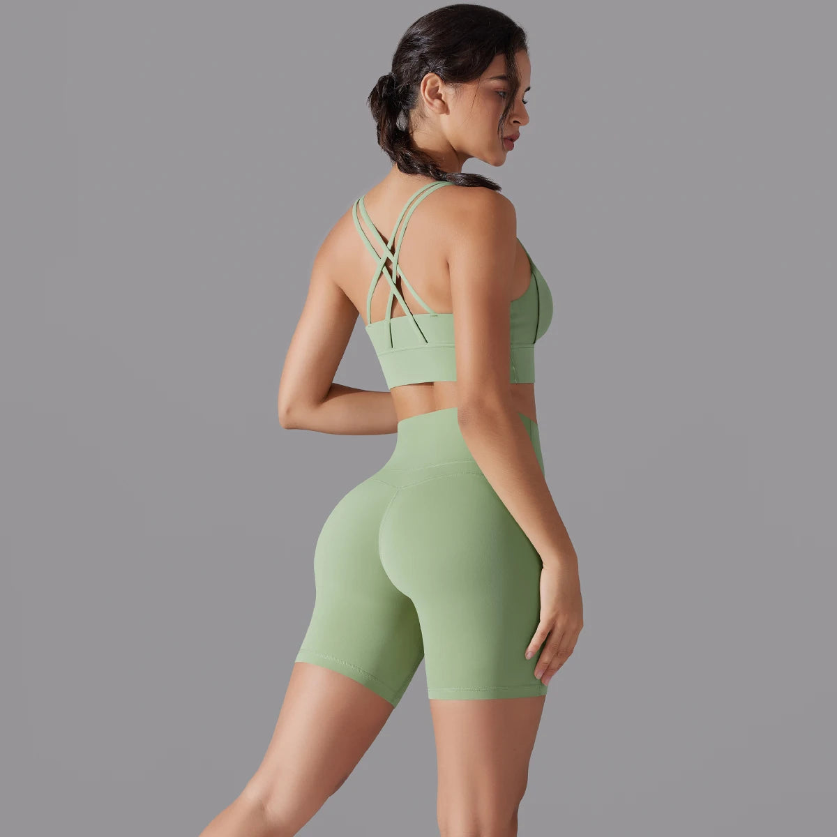 Cross‑Strap Bra & Workout Shorts