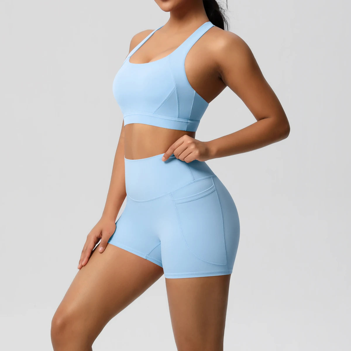 Crossover Bra & High‑Rise Shorts