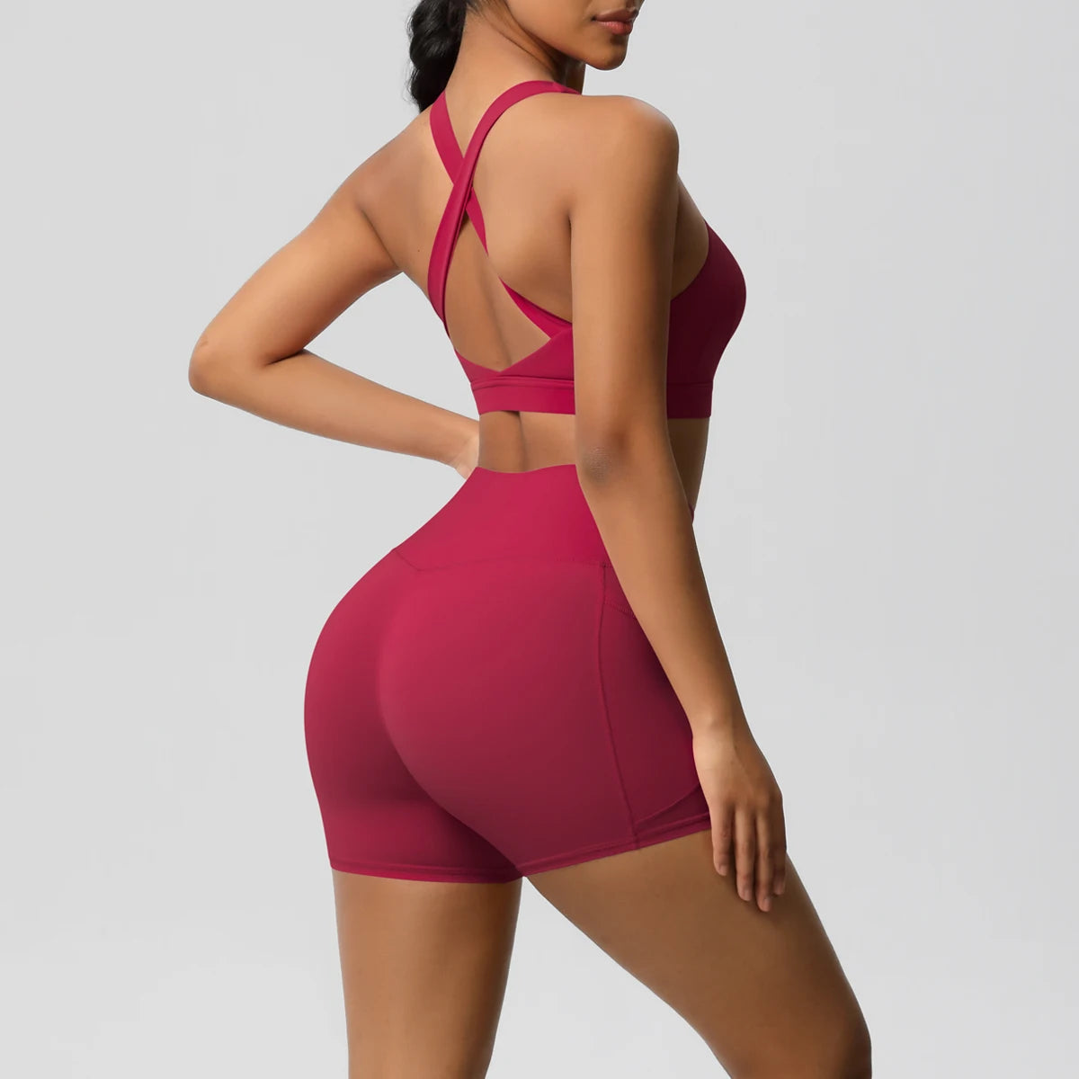 Crossover Bra & High‑Rise Shorts