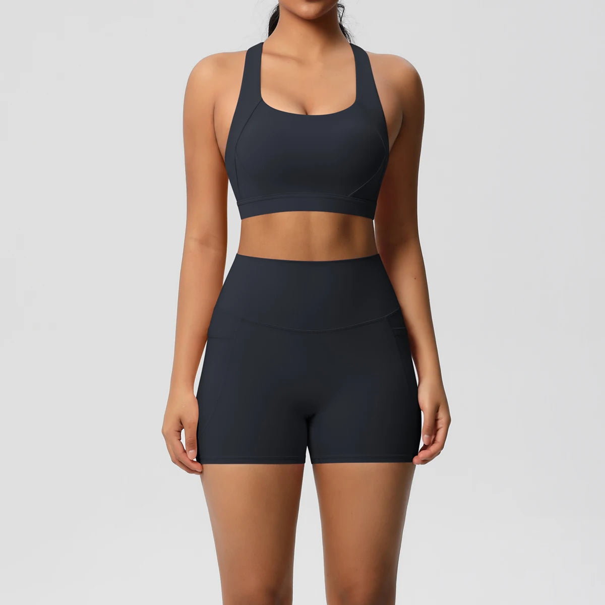 Crossover Bra & High‑Rise Shorts