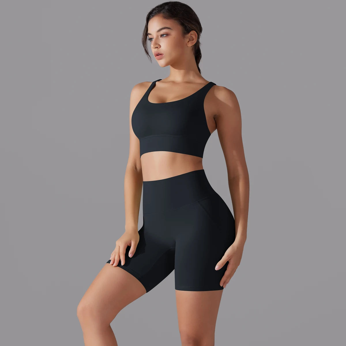 Cross‑Strap Bra & Workout Shorts