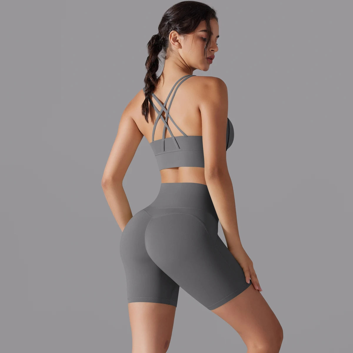 Cross‑Strap Bra & Workout Shorts